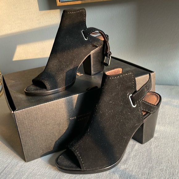 Dani shield sling black suede open toe bootie Frye - Picture 1 of 3